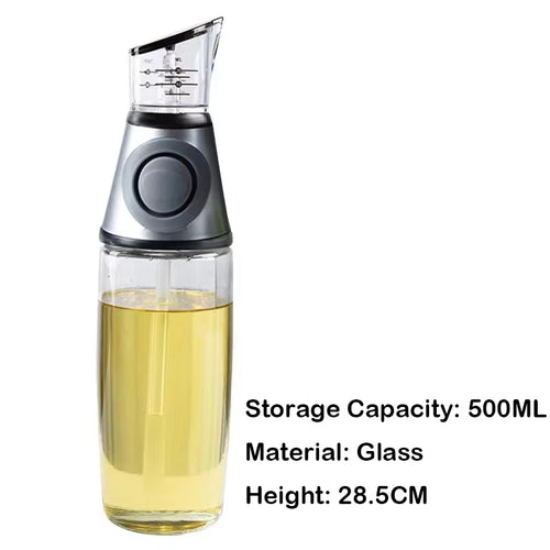 1/2Pcs Oil Sprayer Superior Clear Glass Oil Vinegar Jug Dispenser Oil Meter Kitchen Large Opening Filling Cleaning 250/500 ML