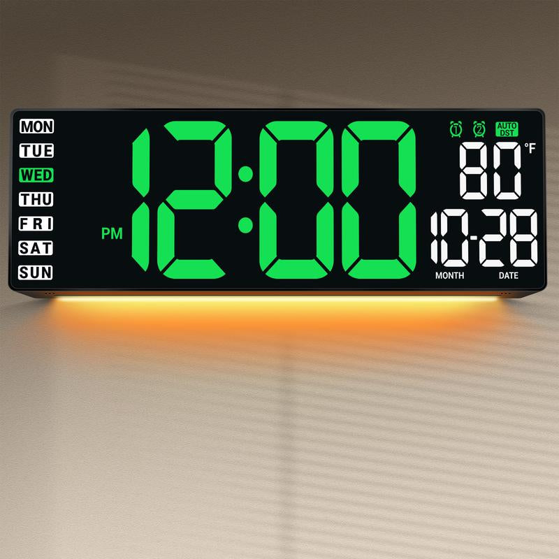 16" Large Digital Wall Mount Clock with Countdown Timer Alarm & 8 RGB Colors for Living Room Classroom Desk New Year Birthday Gift House Warming Gifts New Home Decor Inteligente Pariente De Reloj Led