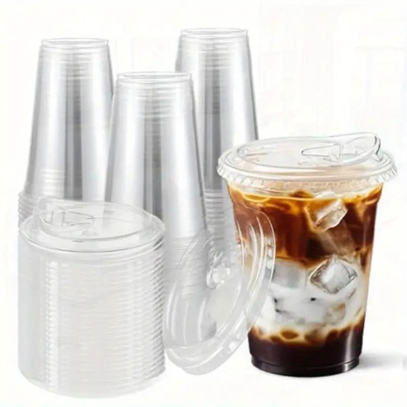 16 Oz Clear Plastic Cup with Lid 20/40 Sets Disposable Ice Coffee Cups Eco-Friendly Recyclable Takeout Coffee Cups Perfect for Smoothies Milkshakes Cold Drinks
