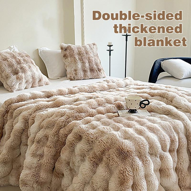 1 Count Soft Faux Fur Throw Blanket Solid Reversible Shaggy Blanket Machine Washable in Cold Water Gentle Cycle, Plush Thick Fluffy Blankets Throws for Bed Couch Sofa Office Camping