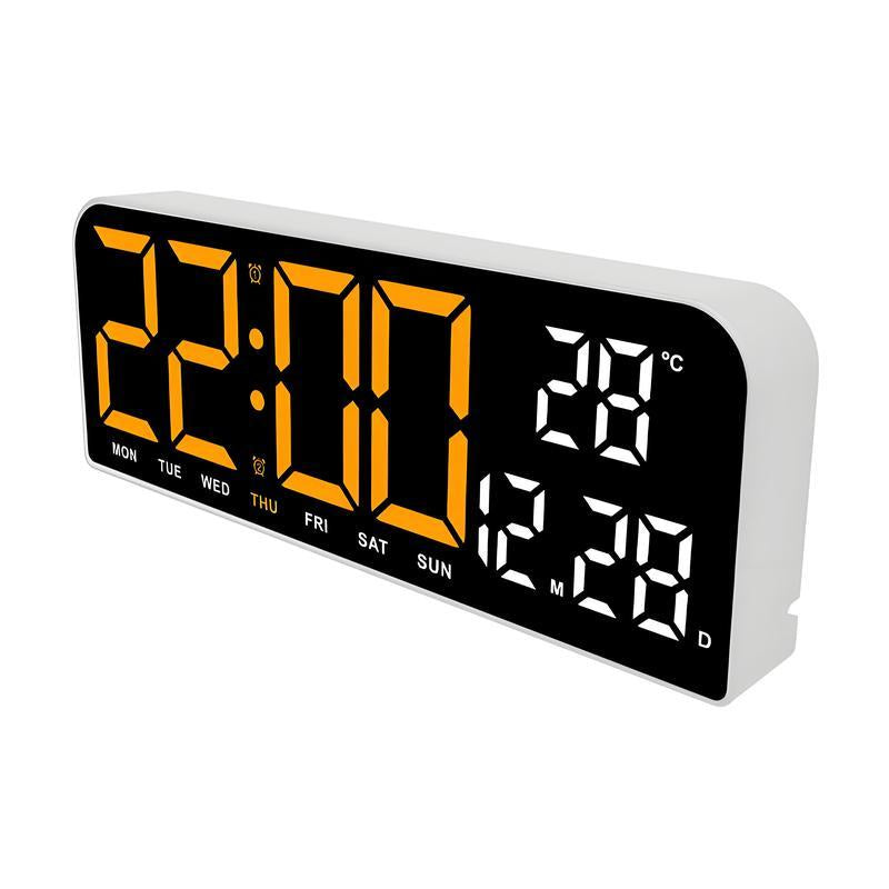 10" Large LED Wall Clock with Night Light DST 2 Alarms RGB Color Temperature Remote Control 12/24H Timer for Living Room Bedroom Desk Gift for Mother Father Elderly