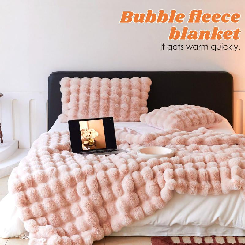 1 Count Soft Faux Fur Throw Blanket Solid Reversible Shaggy Blanket Machine Washable in Cold Water Gentle Cycle, Plush Thick Fluffy Blankets Throws for Bed Couch Sofa Office Camping