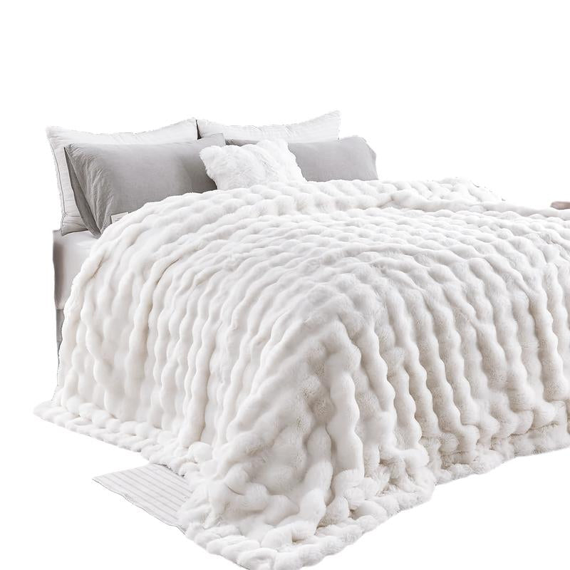 1 Count Soft Faux Fur Throw Blanket Solid Reversible Shaggy Blanket Machine Washable in Cold Water Gentle Cycle, Plush Thick Fluffy Blankets Throws for Bed Couch Sofa Office Camping