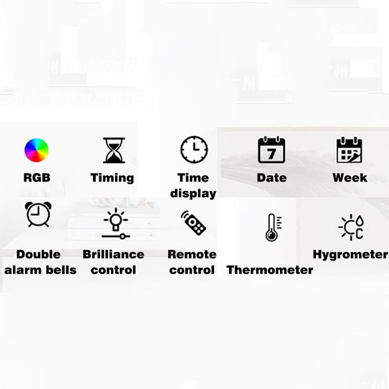 16.5" Large Digital Wall Clock with BT Sync, RGB Lights with 11 Scenes Mode Remote Control, Dual Alarms with Big LED Display, Auto DST, Temperature for Classroom Gaming