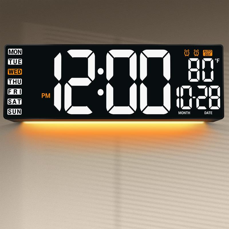 16" Large Digital Wall Mount Clock with Countdown Timer Alarm & 8 RGB Colors for Living Room Classroom Desk New Year Birthday Gift House Warming Gifts New Home Decor Inteligente Pariente De Reloj Led