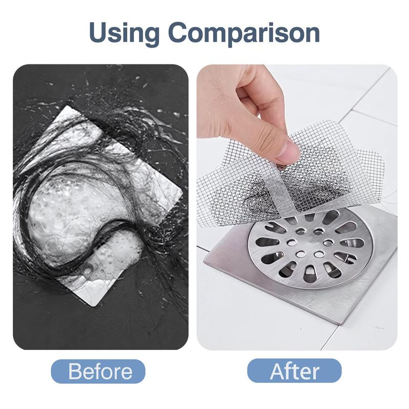 12 Counts Disposable Shower Drain Cover Hair Catcher, Mesh Stickers for Shower Drain Bathroom Sink, with Strong Adhesive Fits Tightly on Drains