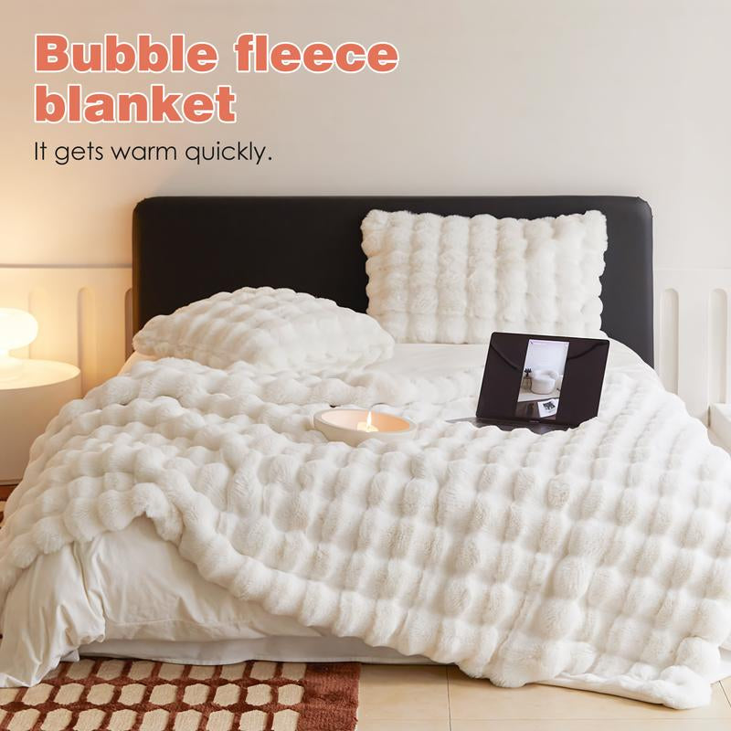 1 Count Soft Faux Fur Throw Blanket Solid Reversible Shaggy Blanket Machine Washable in Cold Water Gentle Cycle, Plush Thick Fluffy Blankets Throws for Bed Couch Sofa Office Camping