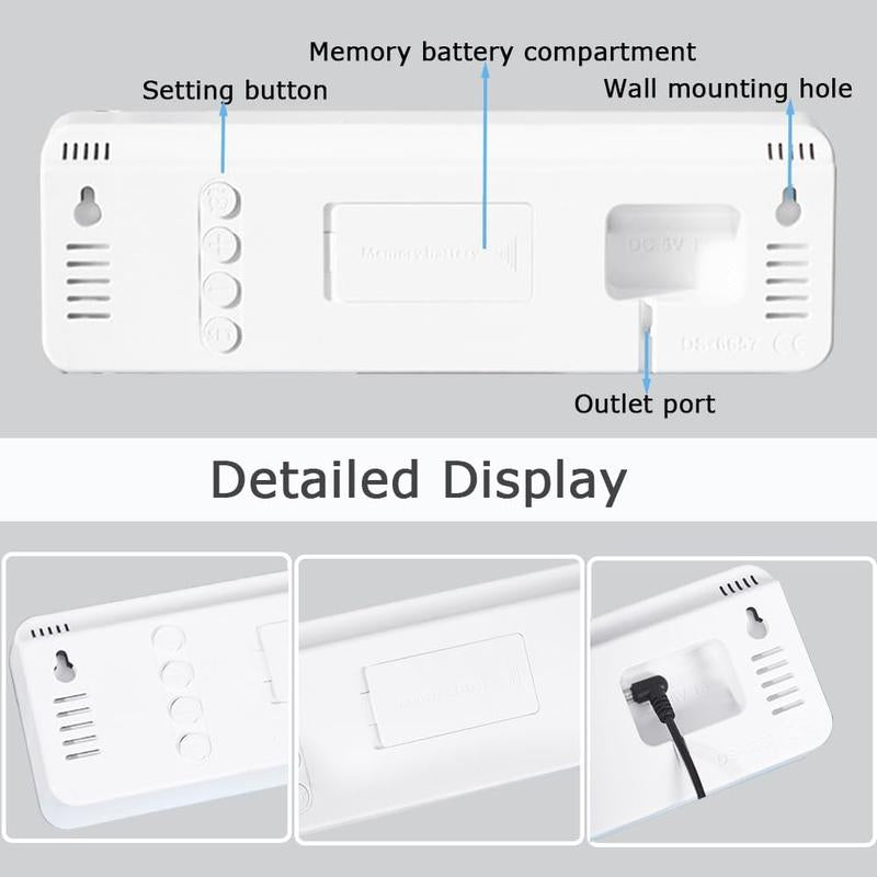 10" Large LED Wall Clock with Night Light DST 2 Alarms RGB Color Temperature Remote Control 12/24H Timer for Living Room Bedroom Desk Gift for Mother Father Elderly