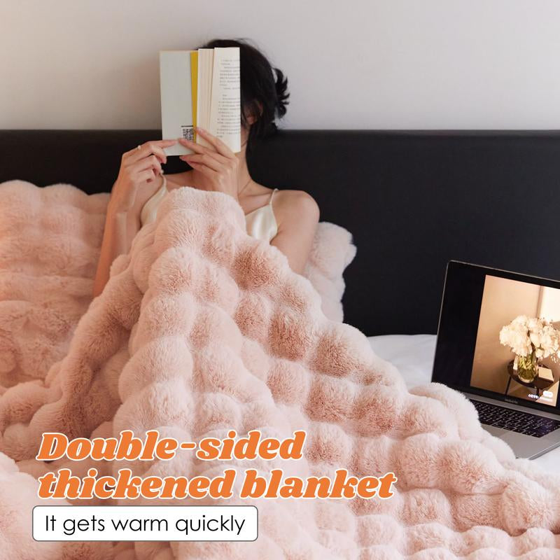 1 Count Soft Faux Fur Throw Blanket Solid Reversible Shaggy Blanket Machine Washable in Cold Water Gentle Cycle, Plush Thick Fluffy Blankets Throws for Bed Couch Sofa Office Camping