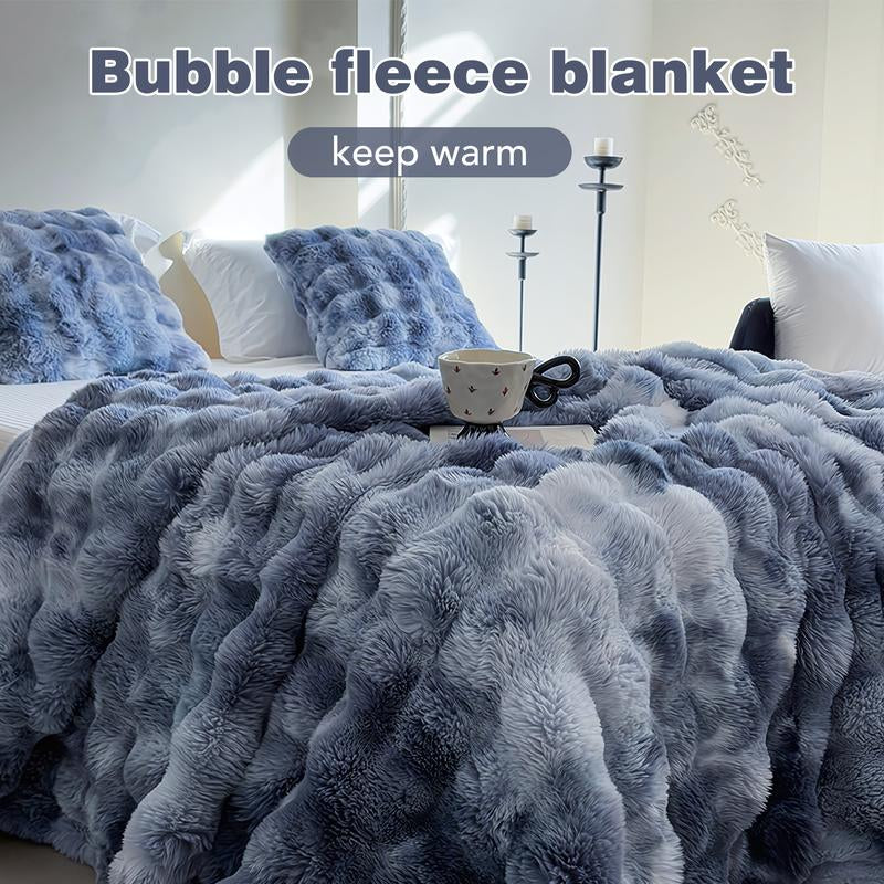 1 Count Soft Faux Fur Throw Blanket Solid Reversible Shaggy Blanket Machine Washable in Cold Water Gentle Cycle, Plush Thick Fluffy Blankets Throws for Bed Couch Sofa Office Camping