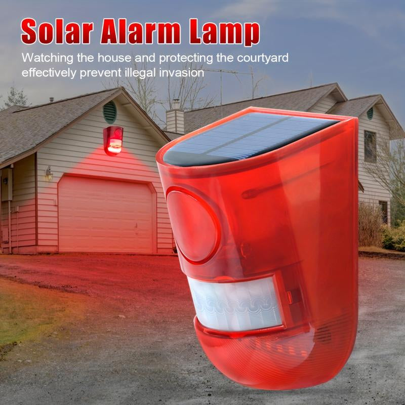 129Db Solar Powered Sound Alarm Motion Sensor with 6 LED Flash Modes, IP55 High Quality - Outdoor Security Speaker for Home, Villa, Farm, Chicken Coop, Solar Powered Outdoor Security Camera